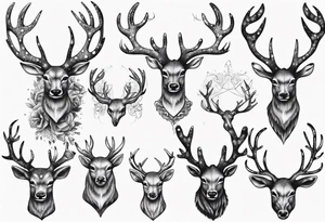 Majestic stag with antlers tattoo idea