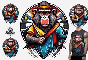New school baboon with dagger tattoo idea