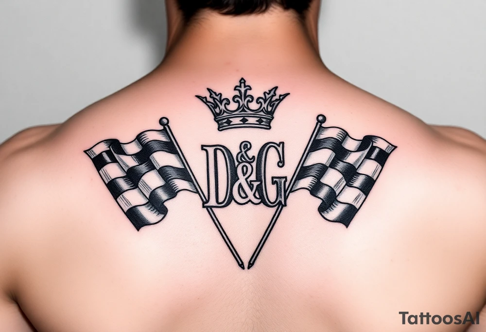 D&G with a crown and racing flags tattoo idea