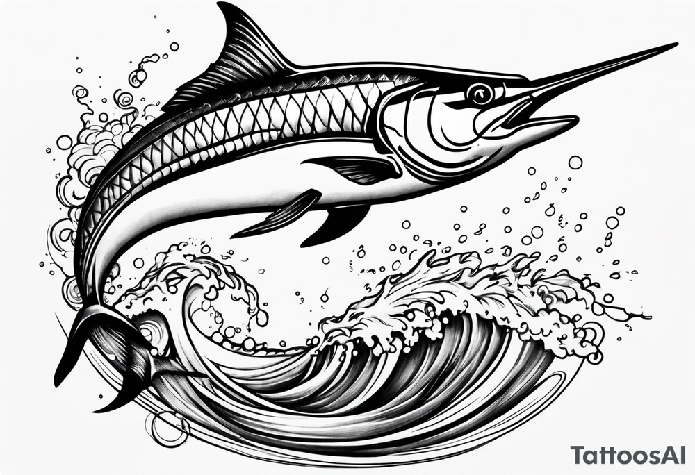 Marlin jumping tattoo idea