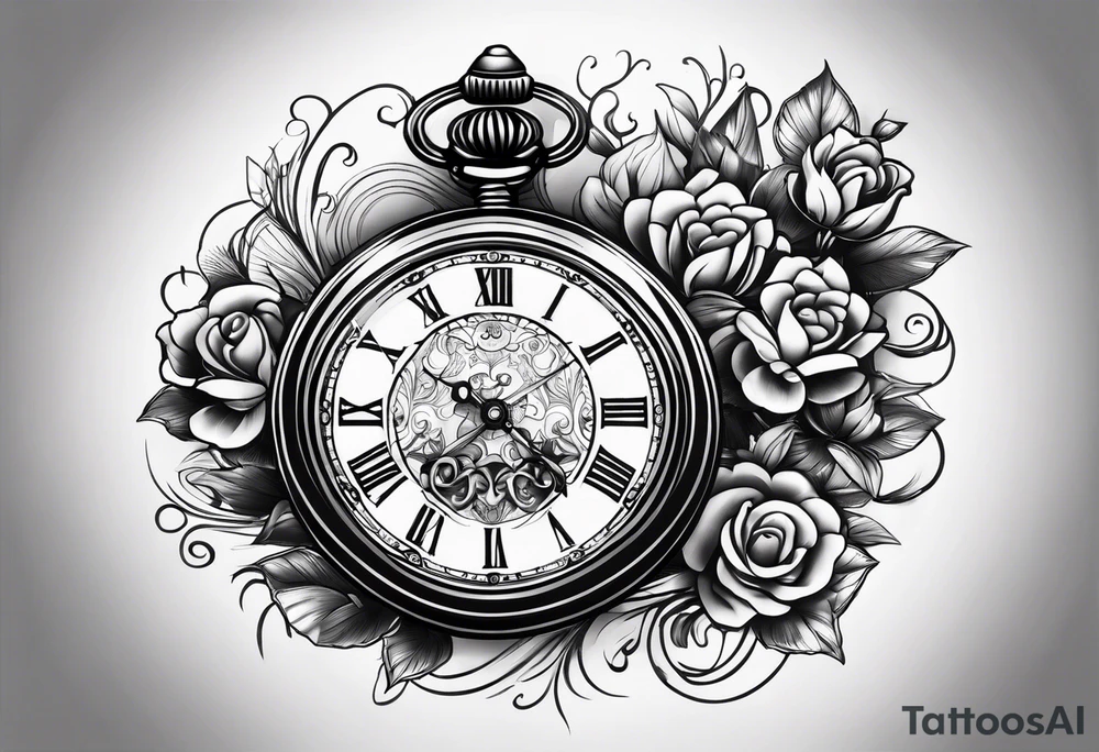 simple pocket watch tattoo idea