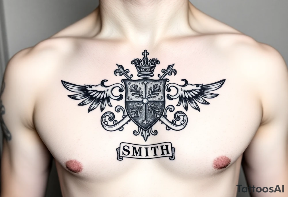Irish family crest for Smith. Full chest tattoo tattoo idea
