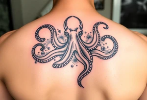 Octopus with sea background tattoo idea