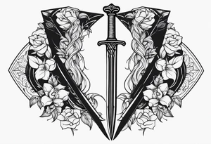 Female holding dagger tattoo idea