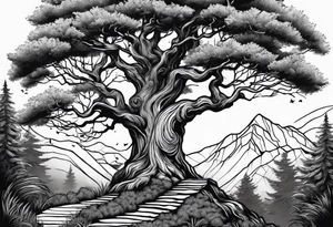 Tree with kids playing tattoo idea