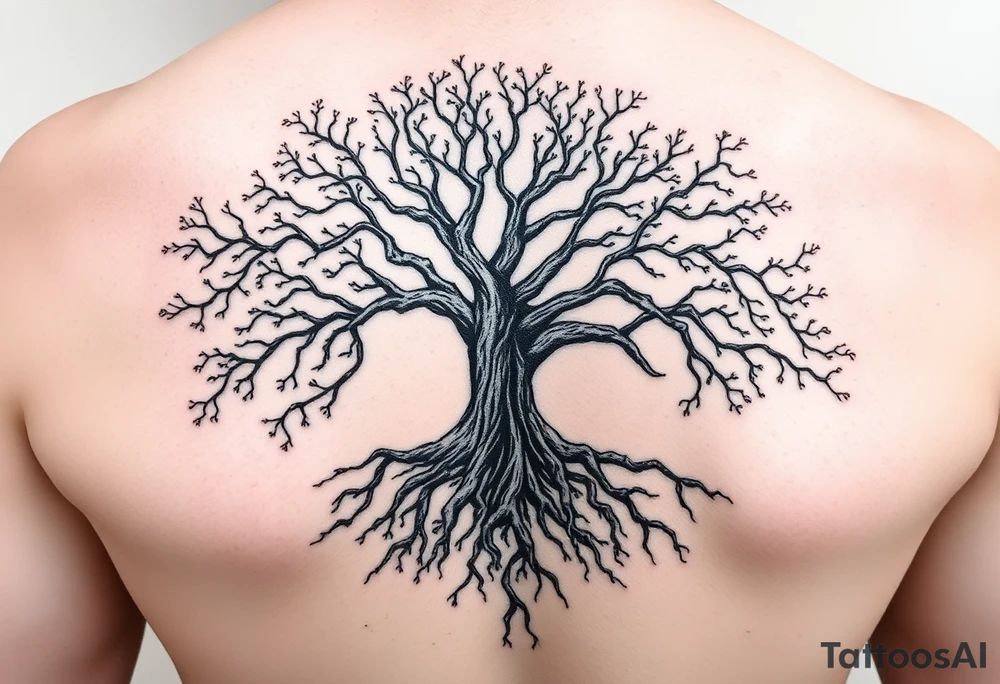 Family tree with roots for a grandfather to add names of children and grandchildren tattoo idea