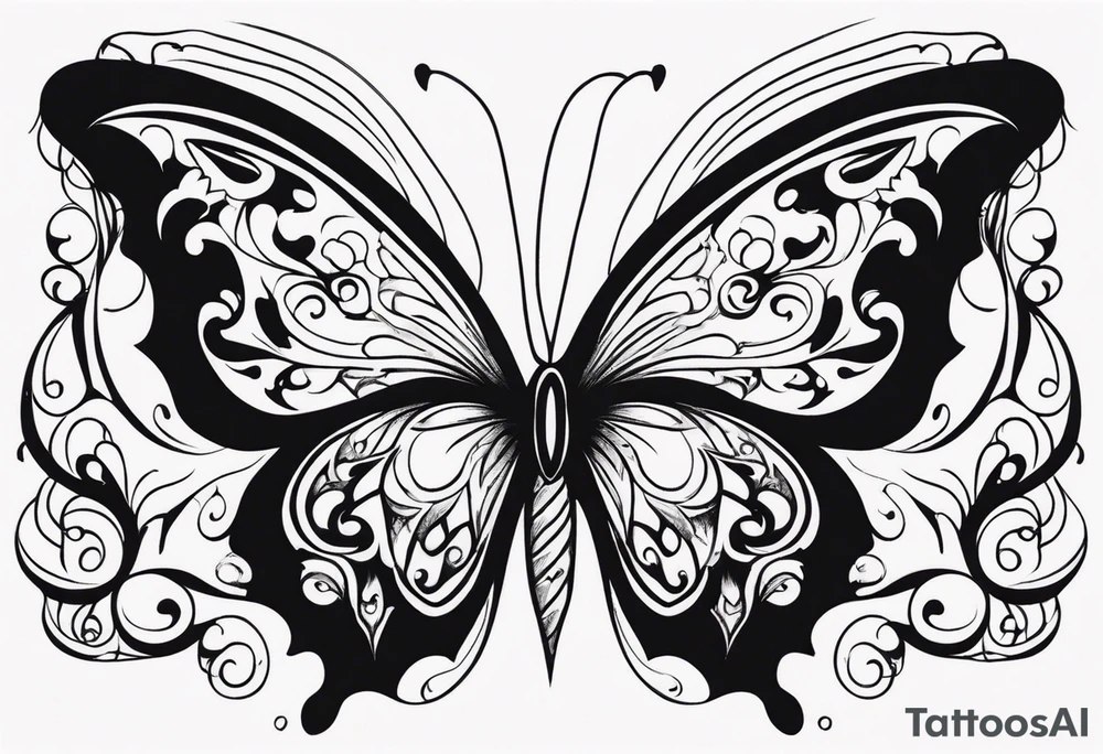 Butterfly with flames tattoo idea