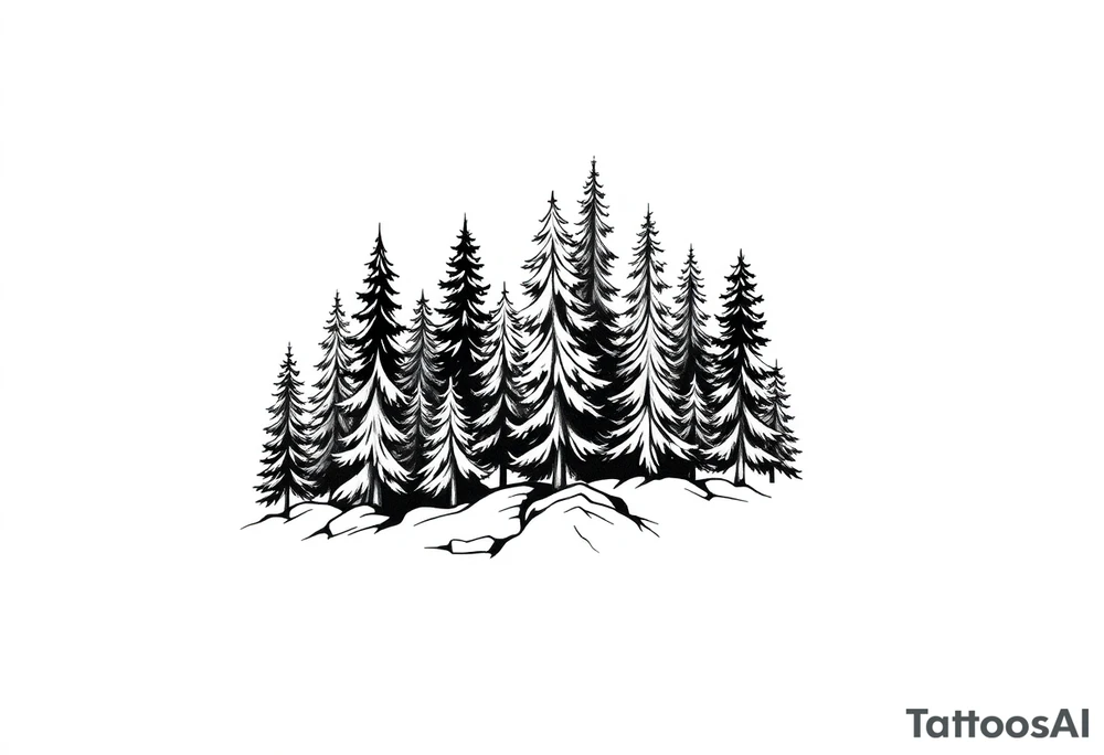 Coniferous forest tattoo sleeve black and gray tattoo idea Coniferous forest tattoo sleeve black and gray tattoo idea