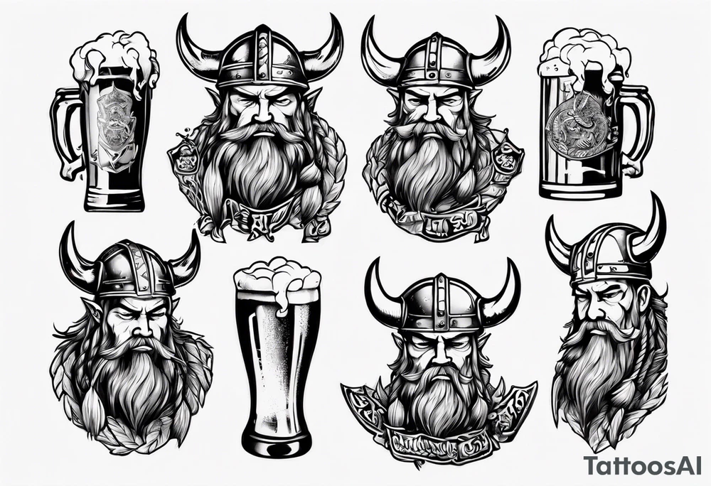 viking holding a beer tattoo idea
