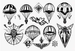 parachute and shooting guns tattoo idea