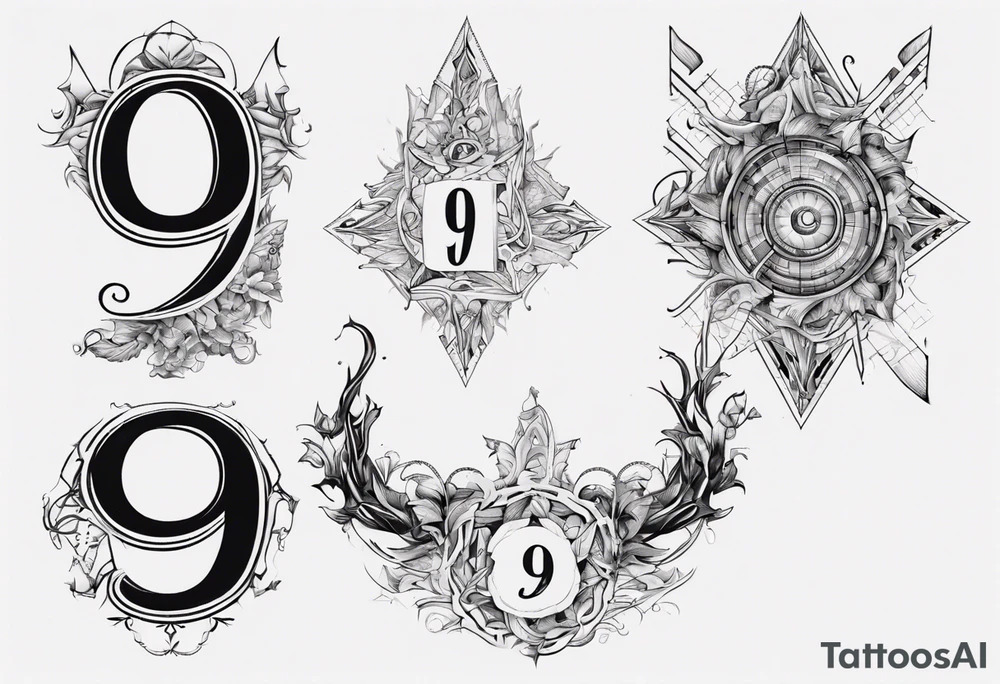 number 9 upside down and right side up connected. 9:16 aspect ratio. tattoo idea