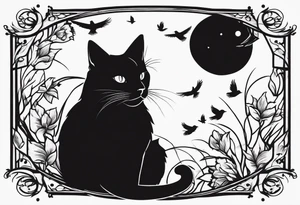 Cat looking up at a cardinal bird tattoo idea