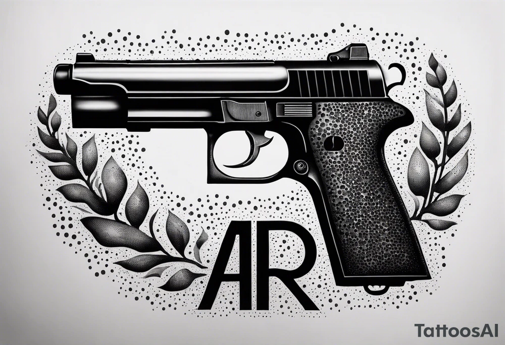 The letters AR with a pistol on each side tattoo idea