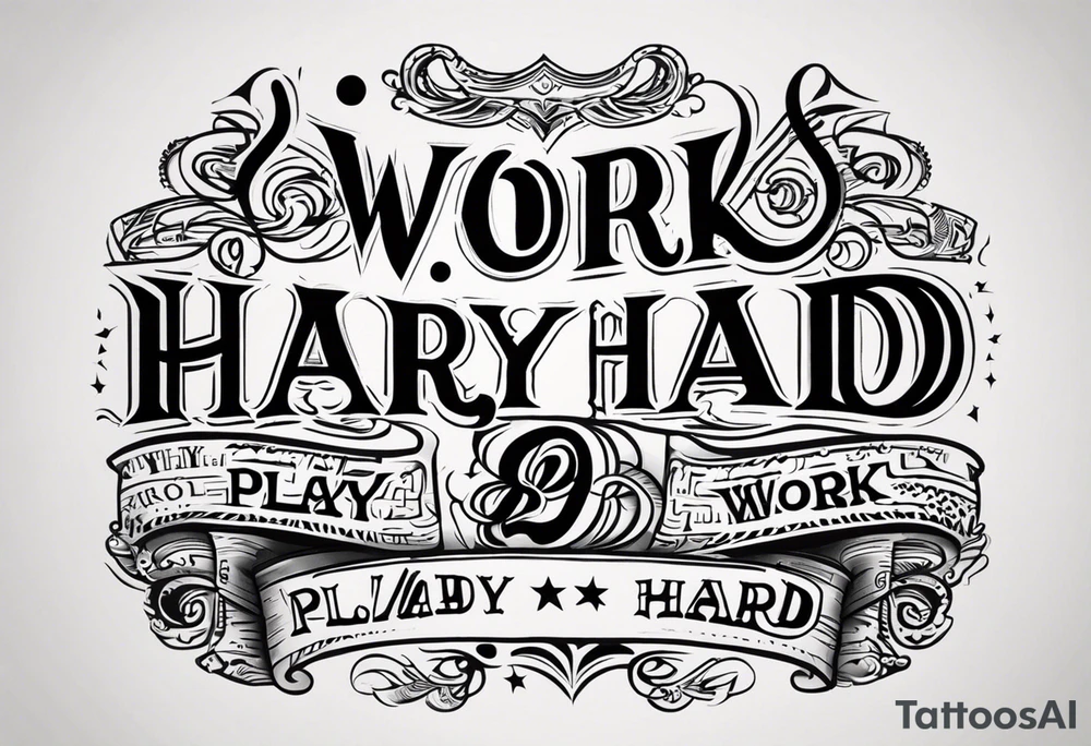 I want a tattoo containing the following two words "WORK HARD","PLAY HARD" tattoo idea
