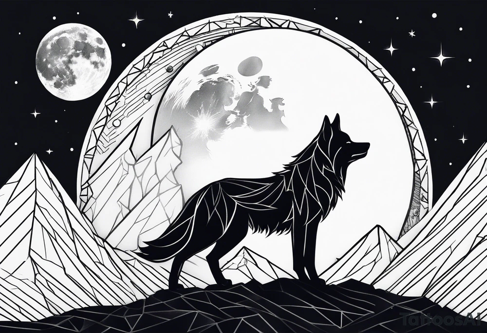 T.R.K. and wolf howling at the moon tattoo idea