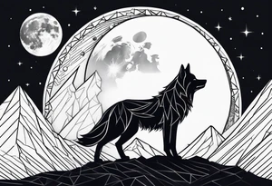 T.R.K. and wolf howling at the moon tattoo idea