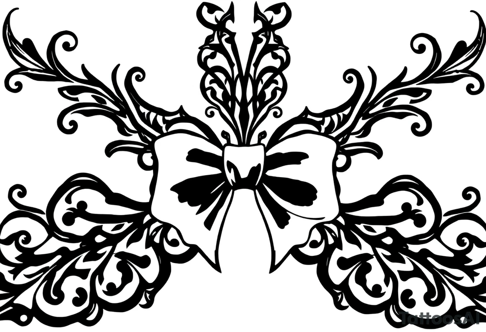 Tribal lace with bow tattoo idea