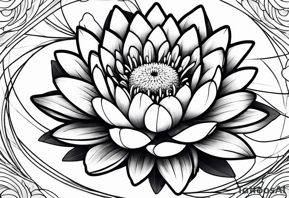Water lily and Daisy minimalist tattoo idea