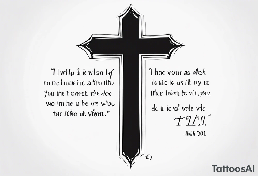 Isaiah 40:31 Bible verse with a cross below it tattoo idea