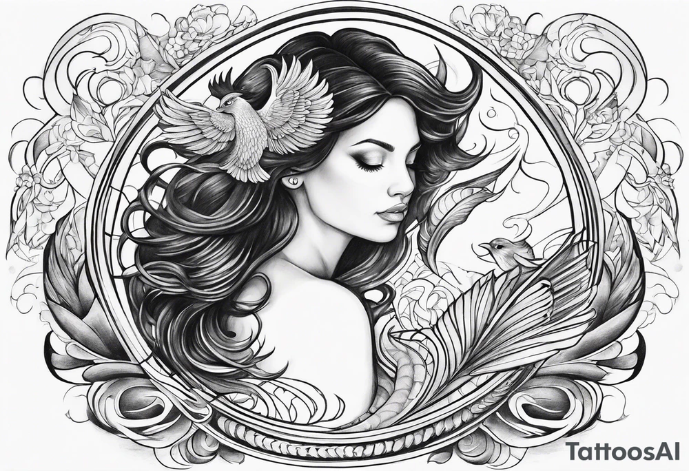 strength, pisces, phoenix, small, nuanced, positive tattoo idea