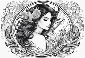 strength, pisces, phoenix, small, nuanced, positive tattoo idea