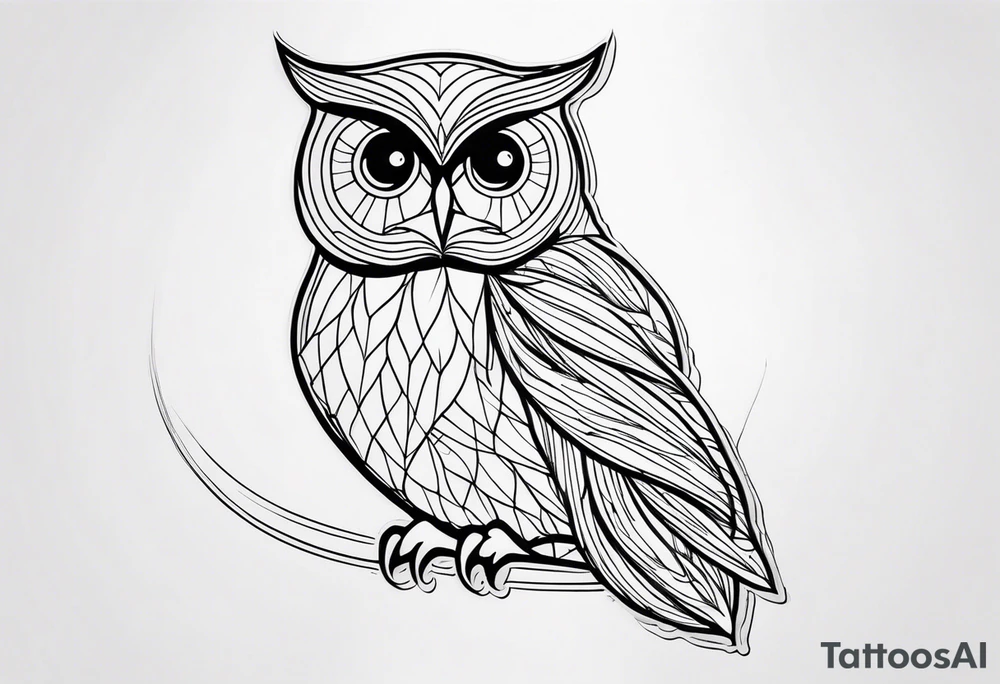 unique small feminine leaftattoo with owl tattoo idea