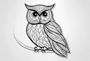 unique small feminine leaftattoo with owl tattoo idea