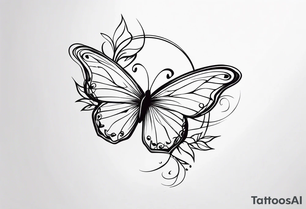 Butterflies in center of forearm with vine wrap around tattoo idea