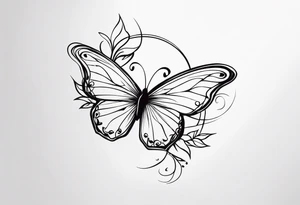 Butterflies in center of forearm with vine wrap around tattoo idea