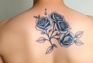 Blue roses, water, fire, cartoon tattoo idea