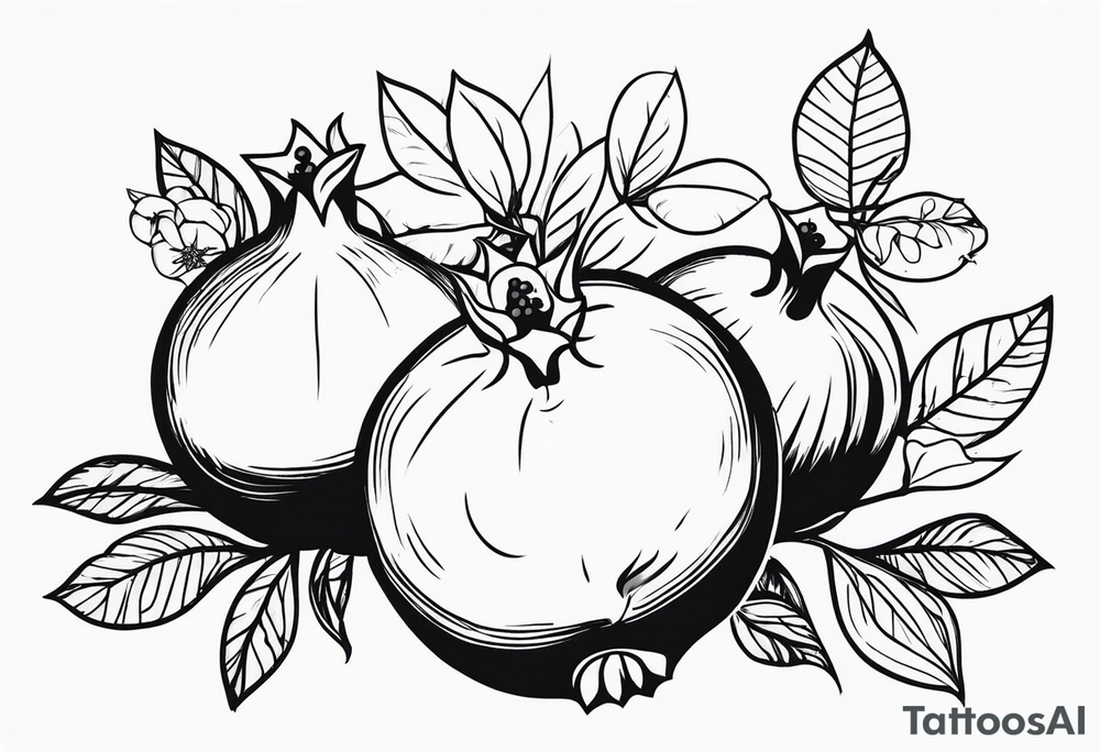 2 pomegranates with flowers tattoo idea