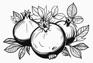 2 pomegranates with flowers tattoo idea