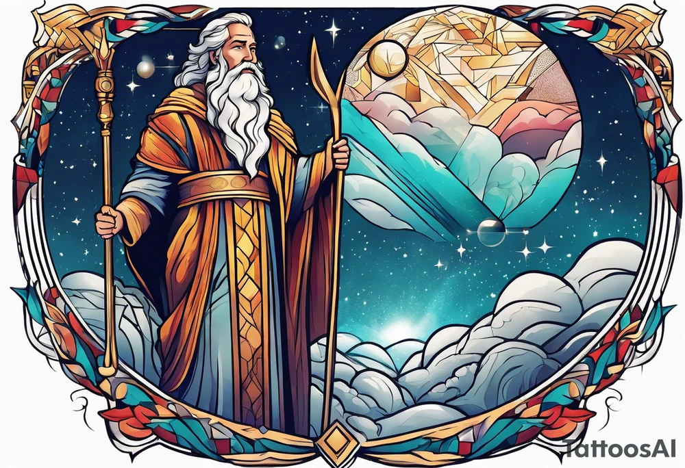 God showing Moses the universe tattoo idea