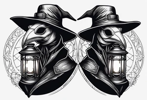 plague doctor, lantern, crook tattoo idea