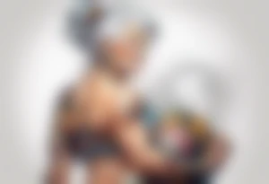 Muscular old lady showing off muscles. tattoo idea