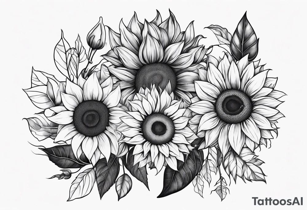 family with sunflowers tattoo idea