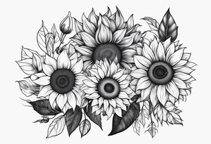 family with sunflowers tattoo idea