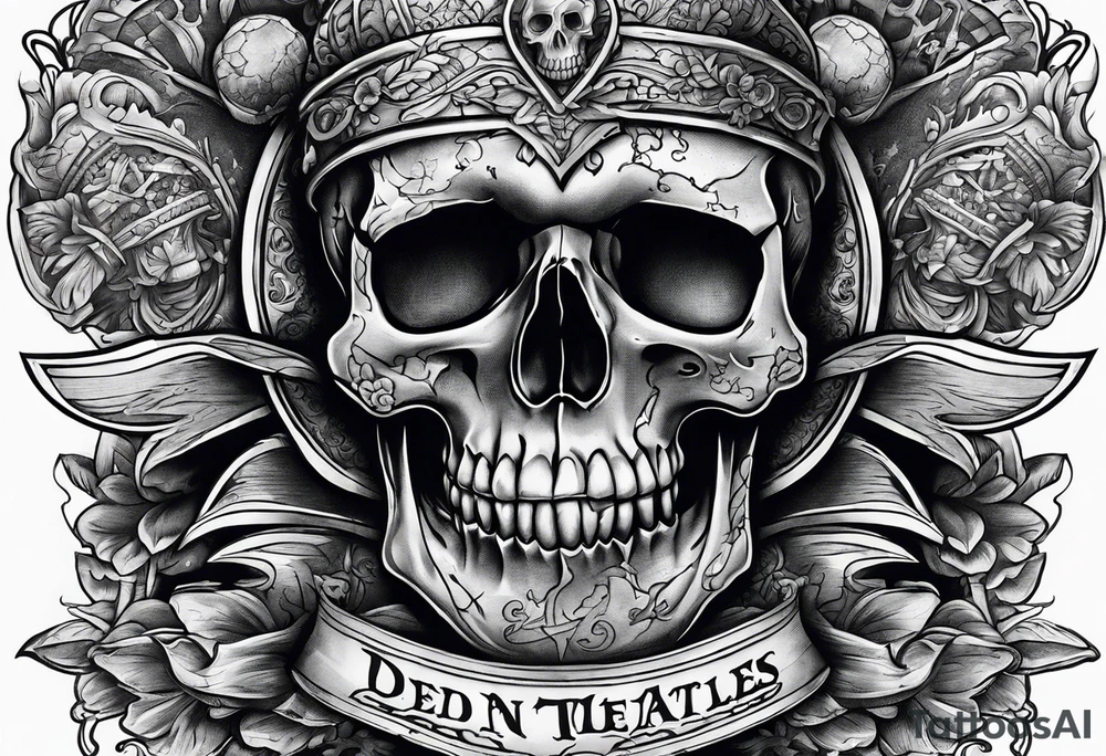 Skull dead men tell no tales text tattoo idea