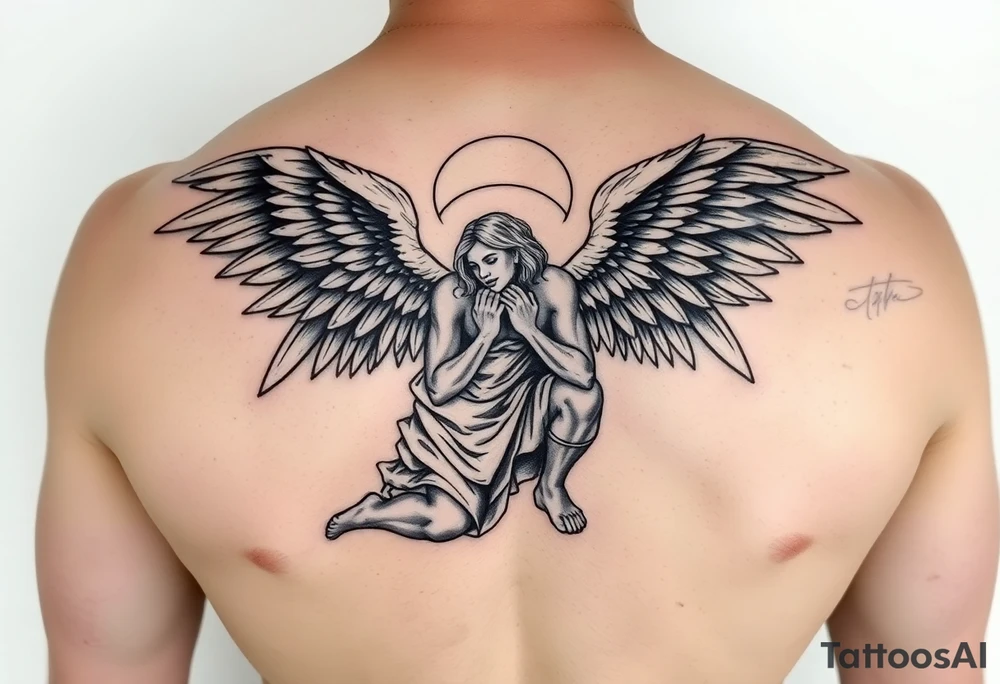 Fallen angel on his knees tattoo idea