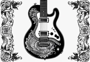 Electric guitar and baby footprints tattoo idea