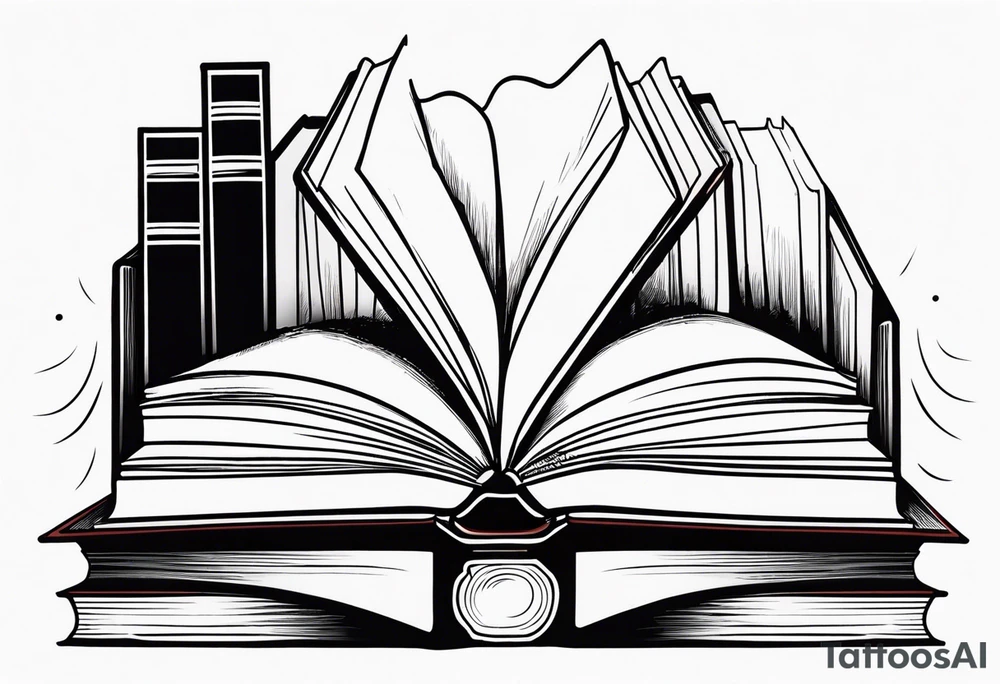 Open book on top of a stack of books tattoo idea