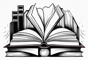 Open book on top of a stack of books tattoo idea