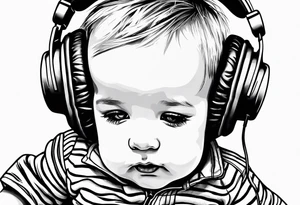 Toddler dancing with headphones tattoo idea