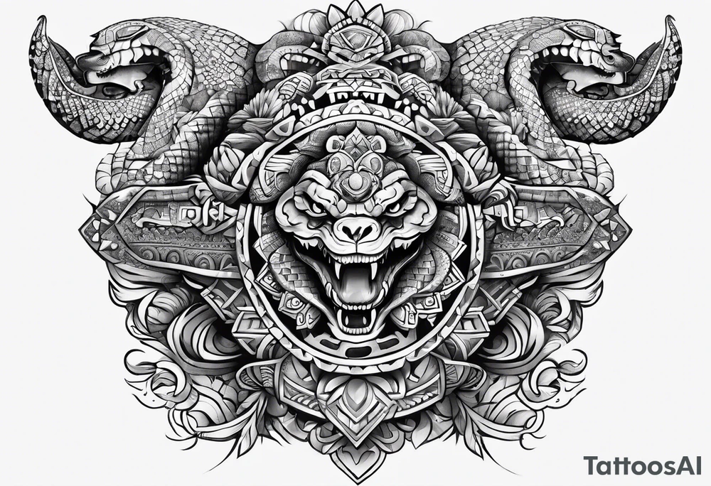 aztec snake sleeve tattoo idea