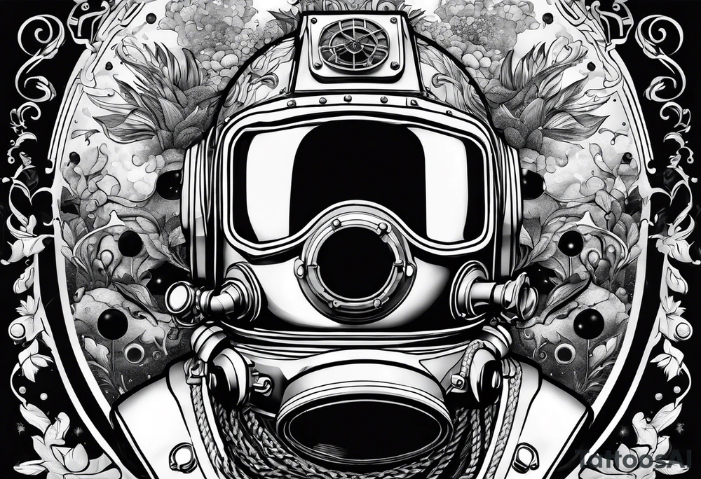 mark v diving helmet mixed with a space helmet tattoo idea