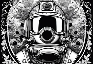 mark v diving helmet mixed with a space helmet tattoo idea
