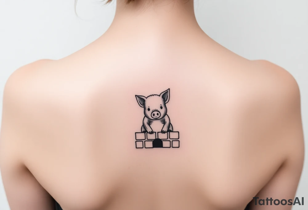 Three little pigs nursery rhyme hiding in a brick house tattoo idea