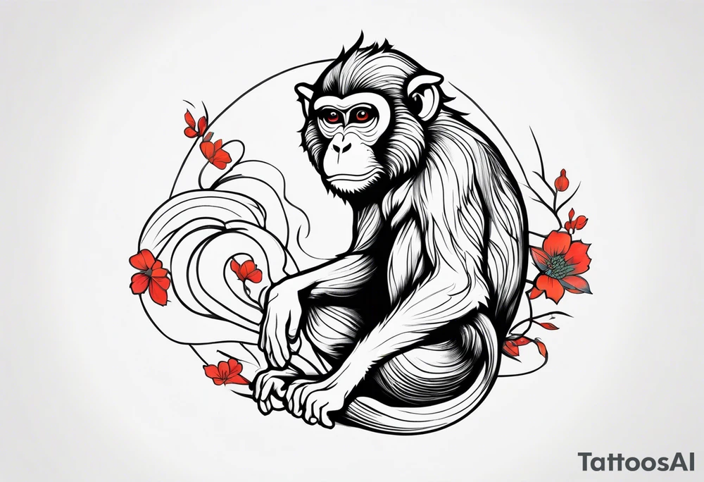 traditional japanese art monkey tattoo idea
