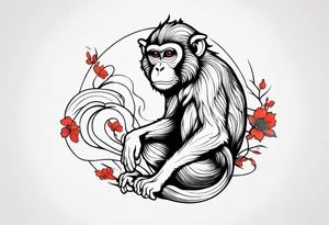 traditional japanese art monkey tattoo idea