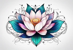 lotus flower with thin lines masculine design tattoo idea